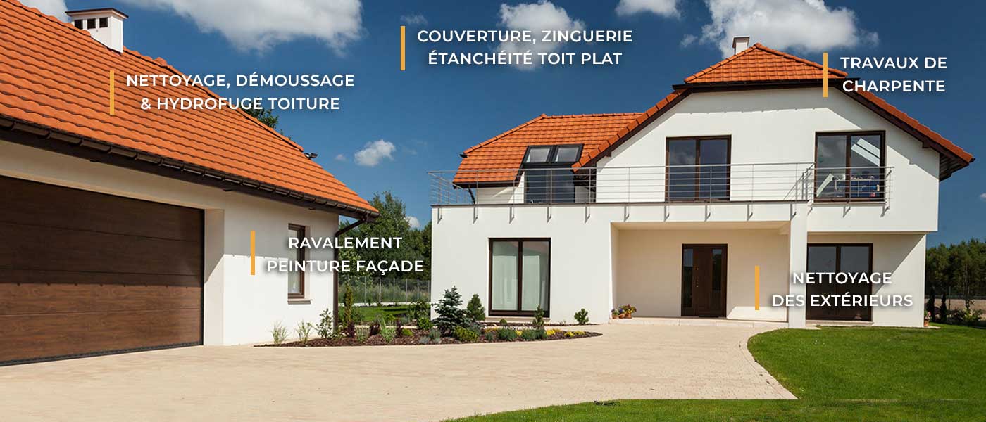 AUGUSTE HABITAT : couvreur dans les Alpes-Maritimes (06) : travaux de charpente, traitement des bois, couverture, zinguerie, nettoyage, démoussage et peinture hydrofuge toiture, étanchéité toit plat terrasse, ravalement peinture façade, nettoyage des extérieurs ... intervention dans les Alpes-Maritimes (06)