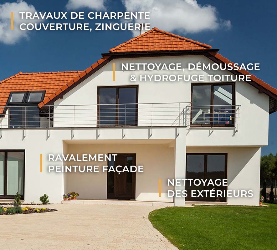 AUGUSTE HABITAT : couvreur dans les Alpes-Maritimes (06) : travaux de charpente, traitement des bois, couverture, zinguerie, nettoyage, démoussage et peinture hydrofuge toiture, étanchéité toit plat terrasse, ravalement peinture façade, nettoyage des extérieurs ... intervention dans les Alpes-Maritimes (06)